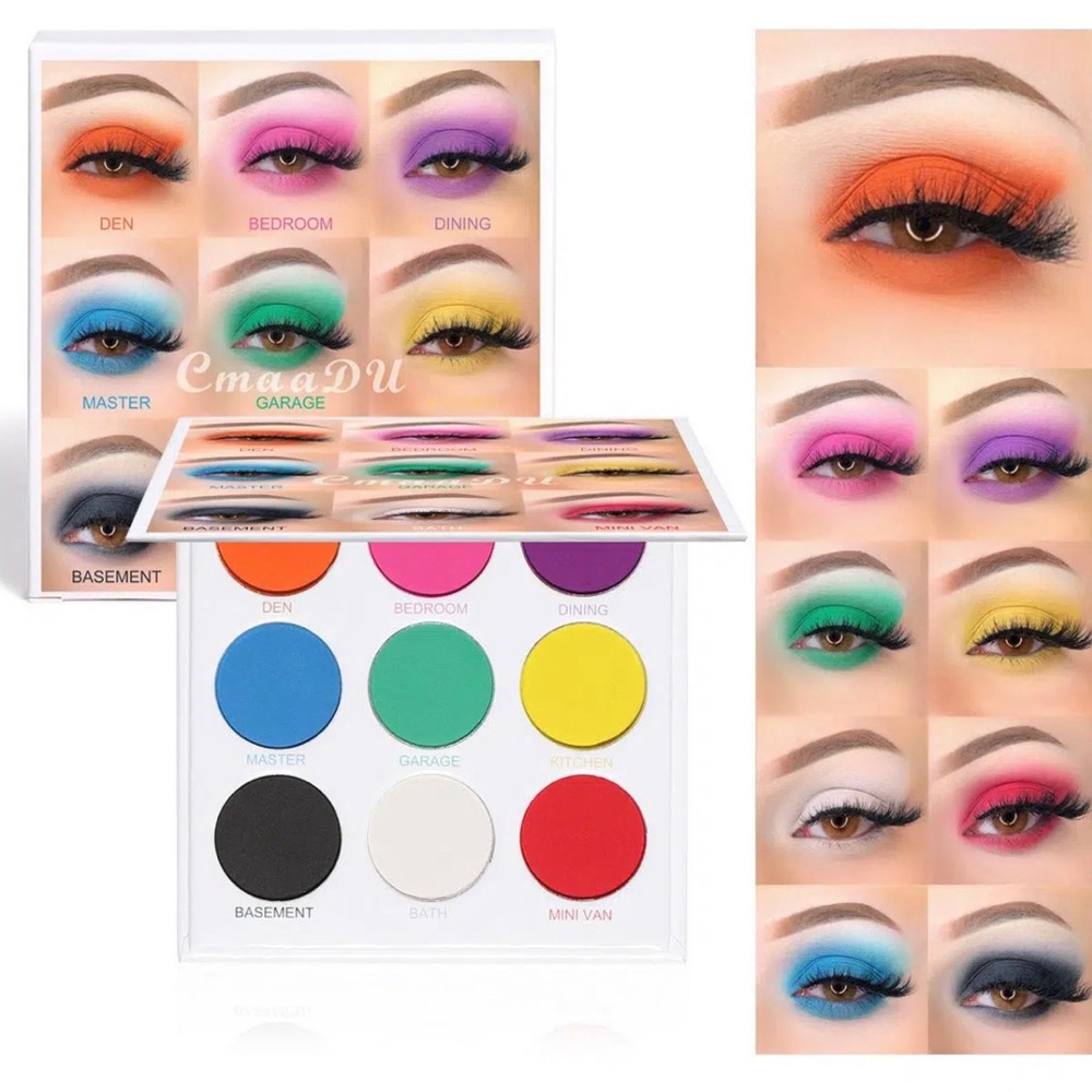 Nine-color Eyeshadow Makeup Matte And Metallic Glitter Eyeshadow Palette - Picture 2 of 5